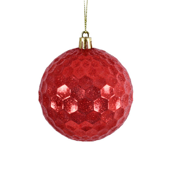 Imagem BOLA NATALINA TRABALHADA VERMELHA COM GLITTER 8CM 3 PEÇAS - GRILLO