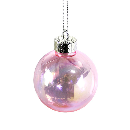 Imagem BOLA NATALINA DECORATIVA ROSA TRANSPARENTE 8CM 3 PEÇAS - GRILLO