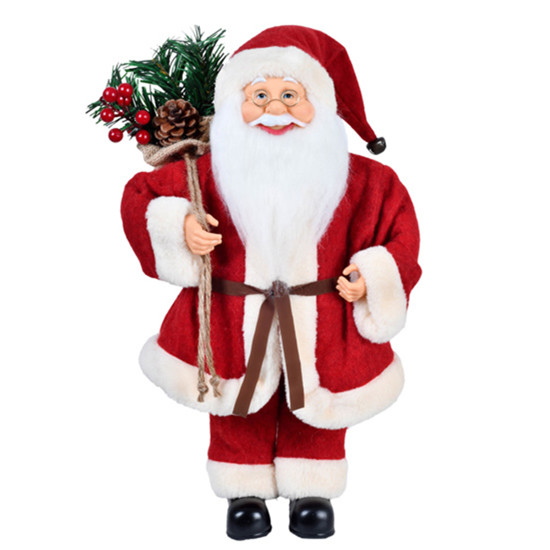 Imagem PAPAI NOEL DECORATIVO COM SACO DE BERRIES PINHEIROS E PINHAS 42X24X15CM - GRILLO