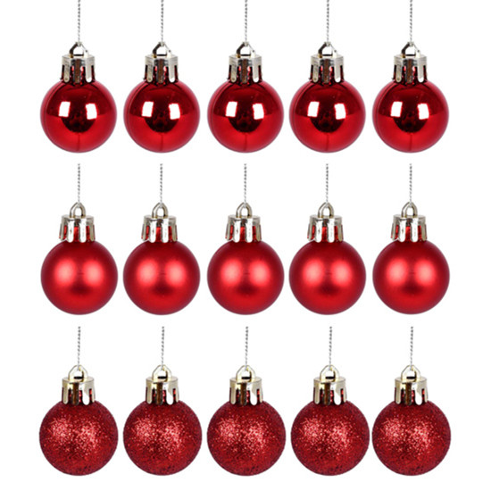 Imagem BOLA NATALINA DECORATIVA VERMELHA 3CM 15 PEÇAS EM PVC - GRILLO