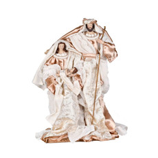 Imagem de SAGRADA FAMÍLIA DECORATIVA EM RESINA E TECIDO BRANCO E CHAMPAGNE 43X24X16CM - GRILLO - Grillo Ltda