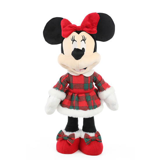 Imagem MINNIE NATALINA COM GORRO VERMELHO E VESTIDO XADREZ EM POLIÉSTER 40X20X16CM - CROMUS