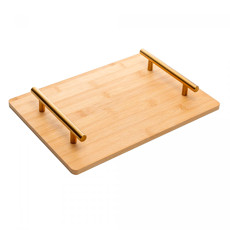 Imagem de BANDEJA DE BAMBU COM ALÇA DE METAL DOURADA SEATTLE 4X30X21CM - WOLFF - Rojemac Impotacao E Exportacao Ltda