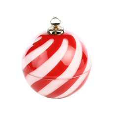 Imagem de BOMBONIERE FORMATO BOLA DE NATAL VERMELHA E BRANCA LISTRADA EM VIDRO - CROMUS  - Cromus Embalagens Ind E Com Ltda