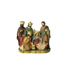 Imagem de PRESÉPIO SAGRADA FAMÍLIA DECORATIVA EM RESINA 13X14X7CM - GRILLO - Grillo Ltda