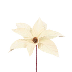 Imagem de HASTE DECORATIVA DE POINSÉTIA OFF WHITE DE POLIÉSTER 20X28CM - GRILLO - Grillo Ltda