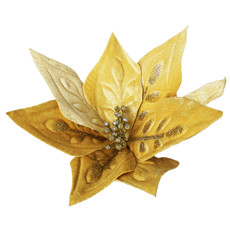 Imagem de HASTE DECORATIVA DE POINSÉTIA CHAMPAGNE DE TECIDO E METAL 20X28X28CM - GRILLO - Grillo Ltda