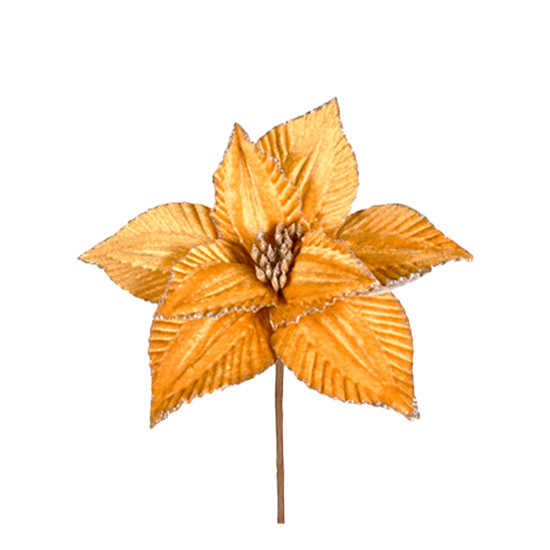 Imagem HASTE DECORATIVA DE POINSÉTIA DOURADA DE POLIÉSTER 20X23CM - GRILLO