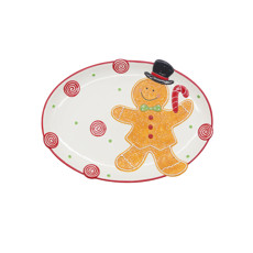 Imagem de PRATO OVAL NATALINO GINGER EM CERÂMICA 3X30X21,5CM - TOKDACASA - Cromus Embalagens Ind E Com Ltda