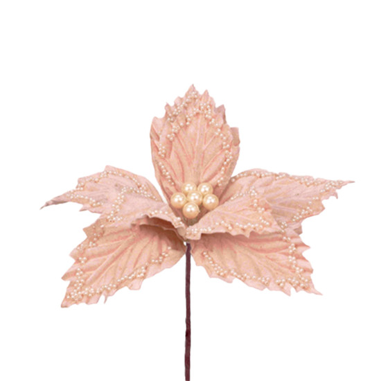 Imagem HASTE DECORATIVA DE POINSÉTIA ROSA CLARO 20X21CM - GRILLO