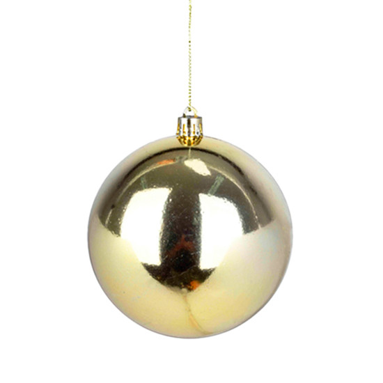Imagem BOLA NATALINA DECORATIVA METALIZADA 10CM DOURADA DE PLÁSTICO - GRILLO
