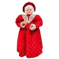 Imagem de MAMÃE NOEL DECORATIVA COM VESTIDO VERMELHO E DETALHES DOURADOS 80X35X30CM - GRILLO - Grillo Ltda