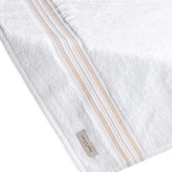 Imagem TOALHA BANHÃO 100% ALGODÃO BARBERINE BRANCO/NOCCIOLA 86X160CM - TRUSSARDI
