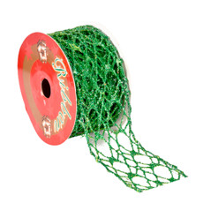 Imagem de FITA ARAMADA TELADA VERDE COM GLITTER 6,3CM X 5M - GRILLO - Grillo Ltda