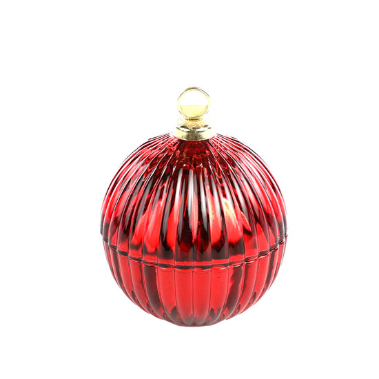 Imagem BOMBONIERE DECORATIVA FORMATO BOLA DE NATAL VERMELHA EM VIDRO 8CM - CROMUS