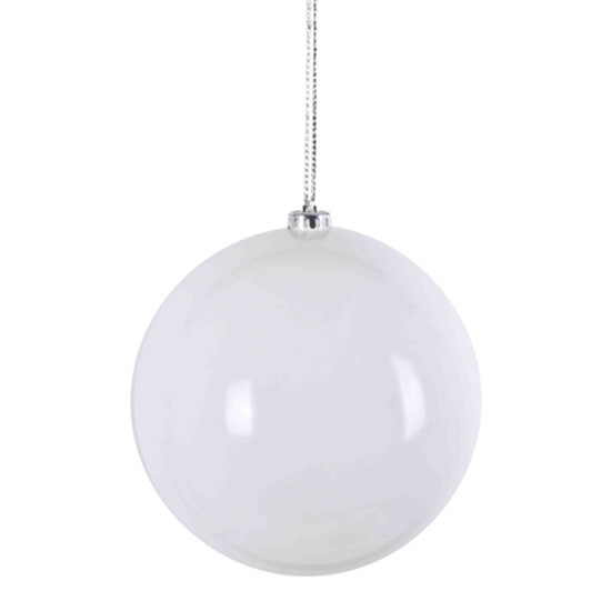 Imagem BOLA NATALINA BRANCA METALIZADA DE PLÁSTICO 20CM - GRILLO