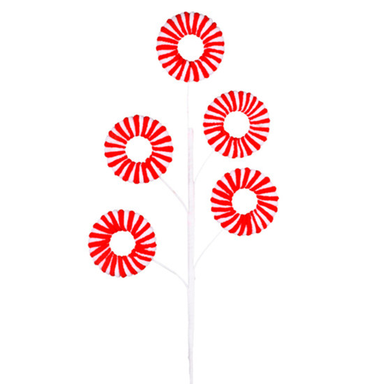 Imagem HASTE MOLDÁVEL DE CANDYS VERMELHOS E BRANCOS DE ESPUMA TECIDO E METAL 63X18CM - GRILLO