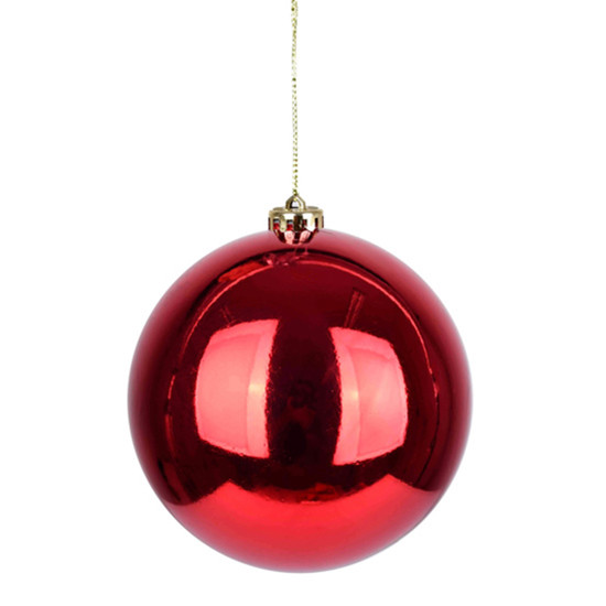 Imagem BOLA NATALINA VERMELHA METALIZADA DE PLÁSTICO 15CM - GRILLO