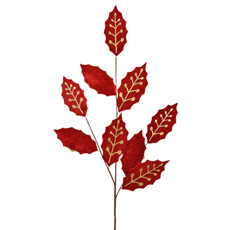 Imagem de HASTE DECORATIVA VERMELHA E DOURADA DE FOLHAS DE BERRIES 85X28CM - GRILLO - Grillo Ltda