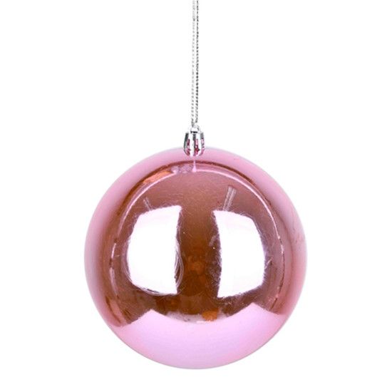 Imagem BOLA NATALINA ROSA CLARO METALIZADA DE PLÁSTICO 15CM - GRILLO