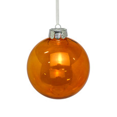 Imagem de BOLA DE NATAL DECORATIVA LARANJA TRANSPARENTE DE PLÁSTICO 15CM - GRILLO - Grillo Ltda