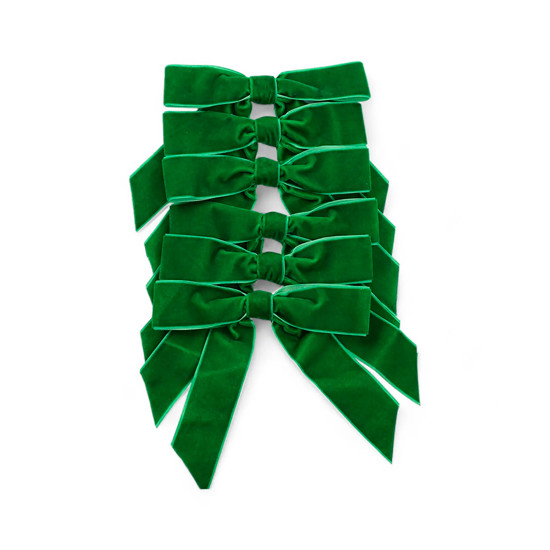 Imagem CONJUNTO 6 LAÇOS PRONTOS DE VELUDO VERDE EM POLIÉSTER 14X12CM - CROMUS