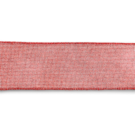 Imagem FITA ARAMADA VERMELHA DECORATIVA DE POLIÉSTER 6,3CM X 4,57M - CROMUS