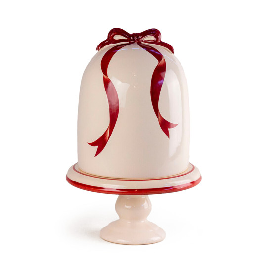 Imagem PORTA PANETONE DE CERÂMICA COM LAÇO CHARLOTTE CEREJA - CERÂMICA LUIZ SALVADOR
