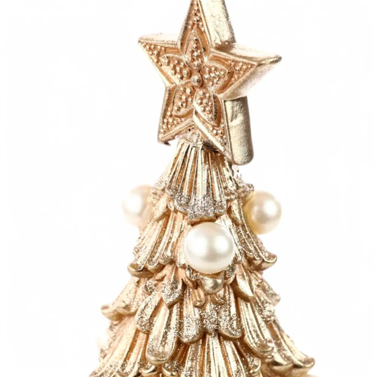 Imagem ÁRVORE DE NATAL DOURADA DE RESINA COM GLITTER 36X21X21CM - CROMUS