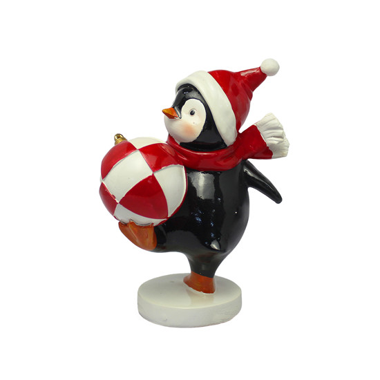 Imagem PINGUIM NATALINO DECORATIVO COM GORRO E CACHECOL VERMELHO EM RESINA - CROSS