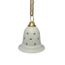 Imagem de SINO NATALINO DECORATIVO BRANCO COM DETALHES DOURADOS DE METAL 18X15CM - CROSS - Cross Comercial Ltda