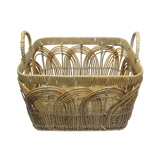 Imagem CESTO COM ALÇA RETANGULAR DE TRAMA SINTÉTICA MARROM CLARO 25X36X27CM - CROSS