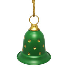 Imagem de SINO NATALINO DECORATIVO VERDE COM DETALHES DOURADOS DE METAL 18X15CM - CROSS - Cross Comercial Ltda