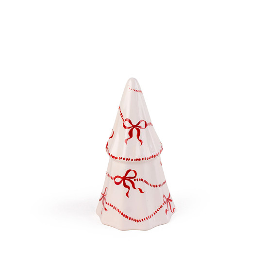 Imagem ÁRVORE DE NATAL FRIZADA LAÇOS CHARLOTTE CEREJA 18X10CM - CERÂMICA LUIZ SALVADOR