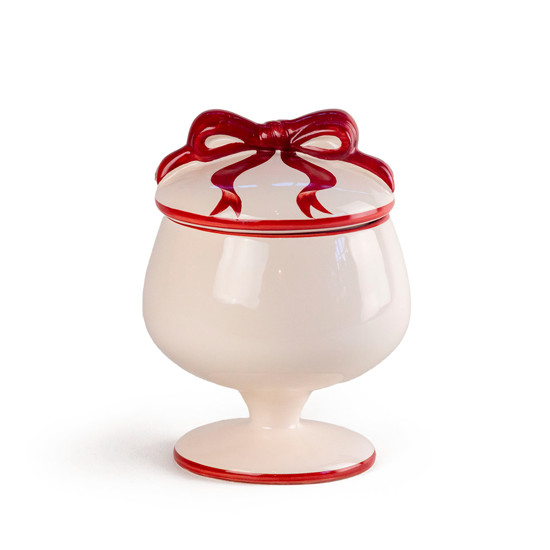 Imagem POTICHE LAÇO CHARLOTTE CEREJA DE CERÂMICA COM PÉ 19X12CM - CERÂMICA LUIZ SALVADOR