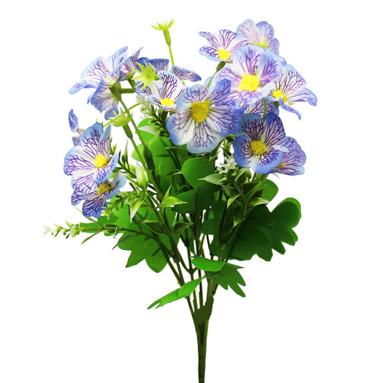 Imagem BUQUÊ DECORATIVO DE AMOR PERFEITO AZUL DE PLÁSTICO MOLDÁVEL 30X12CM - GRILLO