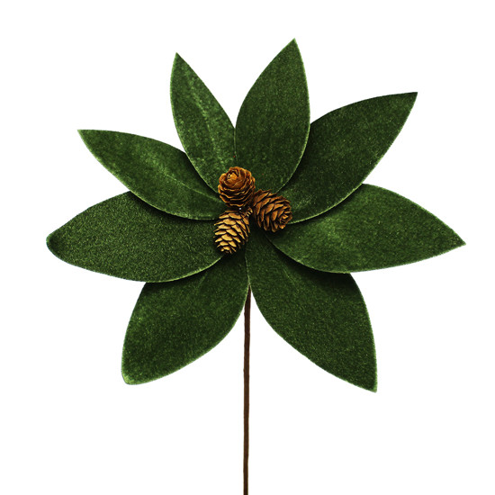 Imagem HASTE DECORATIVA DE BICO DE PAPAGAIO VERDE AVELUDADO DE TECIDO E METAL 28CM - TUUT