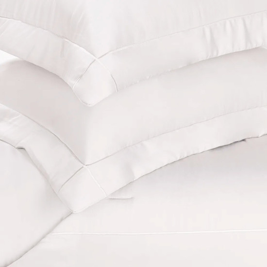 Imagem COLCHA COM PORTA TRAVESSEIROS KING 300 FIOS ALGODÃO BAMBU GIRELLI BRANCO - TRUSSARDI