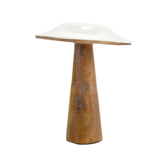 Imagem COGUMELO BRANCO DECORATIVO DE MADEIRA 15X12X12CM - CROMUS