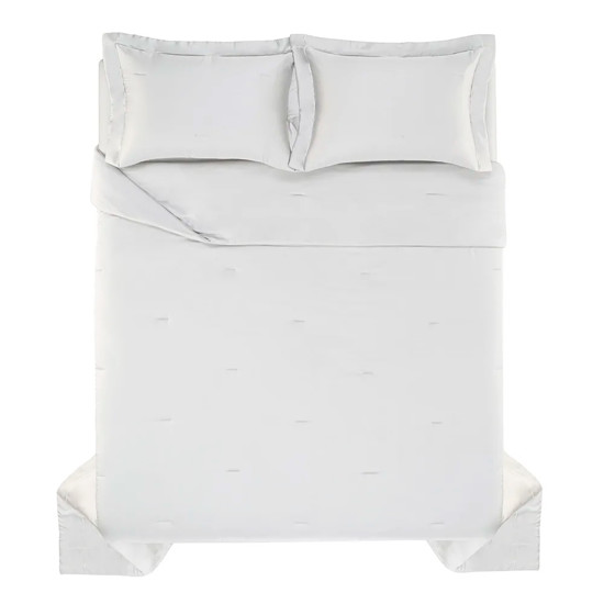 Imagem COLCHA COM PORTA TRAVESSEIROS KING 300 FIOS ALGODÃO BAMBU GIRELLI BRANCO - TRUSSARDI