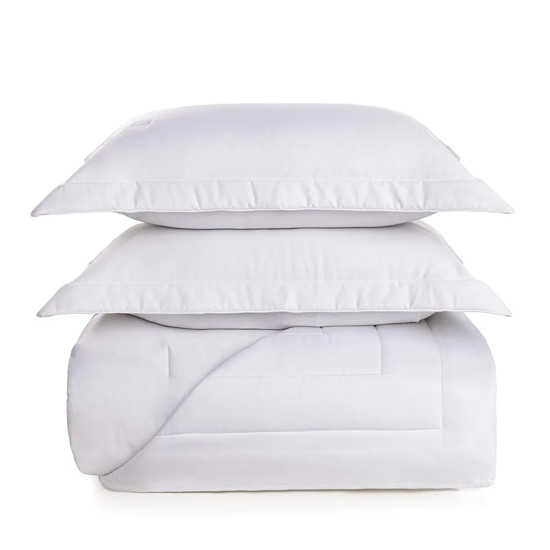 Imagem COLCHA COM PORTA TRAVESSEIROS QUEEN 300 FIOS 100% ALGODÃO DANTE BRANCO - TRUSSARDI