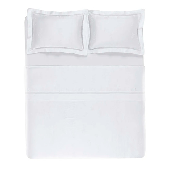 Imagem JOGO DE CAMA QUEEN 300 FIOS DE ALGODÃO BAMBU OLIVINE BRANCO - TRUSSARDI