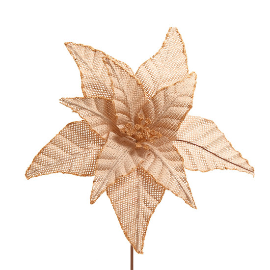 Imagem HASTE DECORATIVA DE POINSÉTIA MARROM CLARO 32X11,5X11,5CM - CROMUS