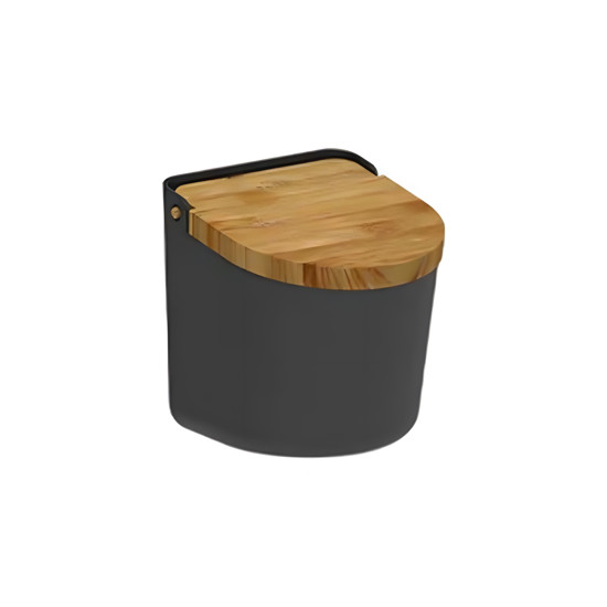 Imagem SALEIRO PRETO COM TAMPA DE BAMBU LINHA LUME 11X10X11CM - OU
