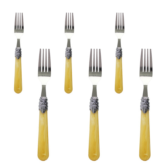 Imagem CONJUNTO 6 GARFOS DE MESA EM AÇO INOX E CABO DE PLÁSTICO MARFIN 22X2CM - LEHAVÍ
