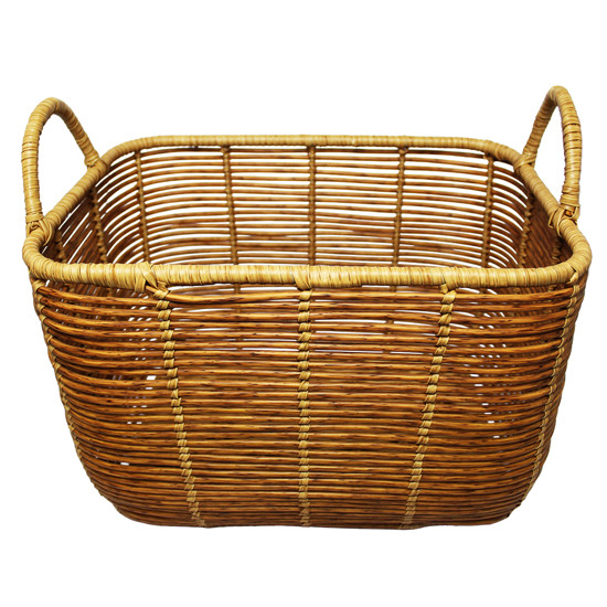 Imagem CESTA DECORATIVA DE TRAMA SINTÉTICA MARROM 26X38X28CM - CROSS