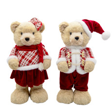 Imagem de URSO NATALINO DECORATIVO DE POLIÉSTER E ISOPOR COM CACHECOL 47X20X16CM - TOKDACASA - Cromus Embalagens Ind E Com Ltda