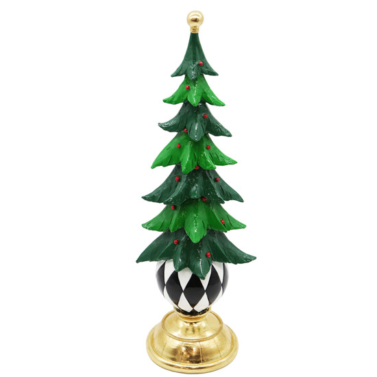 Imagem ÁRVORE DE NATAL VERDE DECORATIVA DE RESINA E BASE DOURADA 42X12X12CM - TOKDACASA