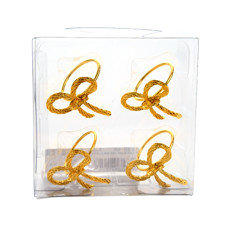Imagem de CONJUNTO 4 ARGOLAS PARA GUARDANAPO FORMATO LAÇO DOURADO DE METAL 4,5CM - CROMUS - Cromus Embalagens Ind E Com Ltda