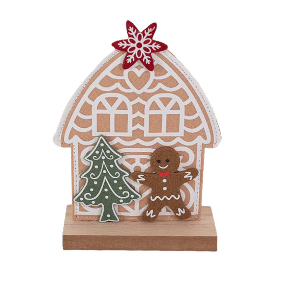 Imagem HANDMADE CASA GINGER DECORATIVA DE MDF E TNT 18X10X5CM - TUUT